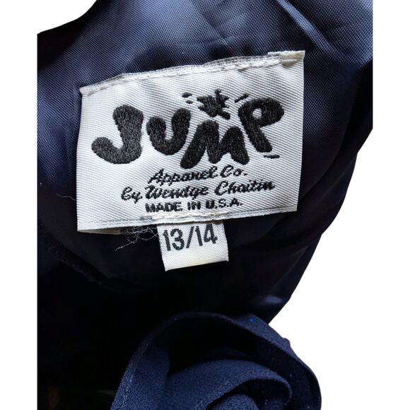 Vtg 1990s Jump Apparel Navy Blue Glitter Quilted Bust Embellished Dress 13 14 - Picture 6 of 7
